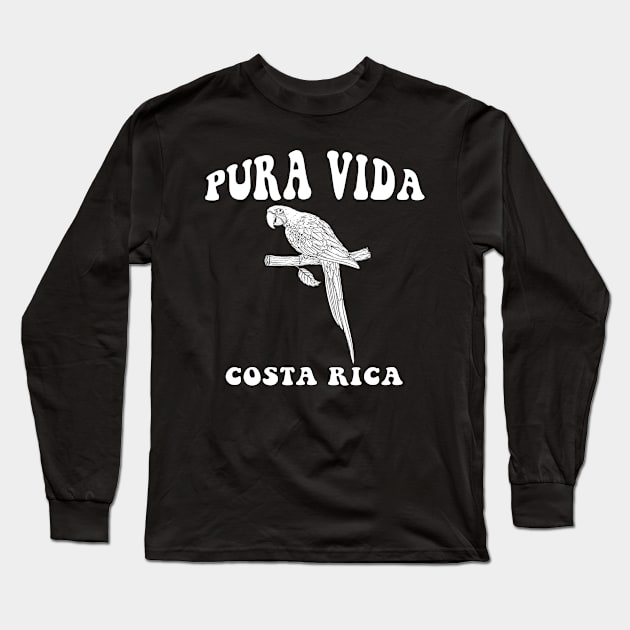 Pura Vida Costa Rica - Parrot Cute Funny Long Sleeve T-Shirt by blacckstoned